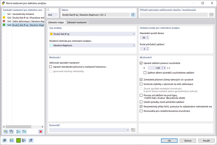 Dialog "Nové nastavení statické analýzy"