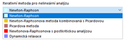Výběr iterační metody pro nelineární analýzu