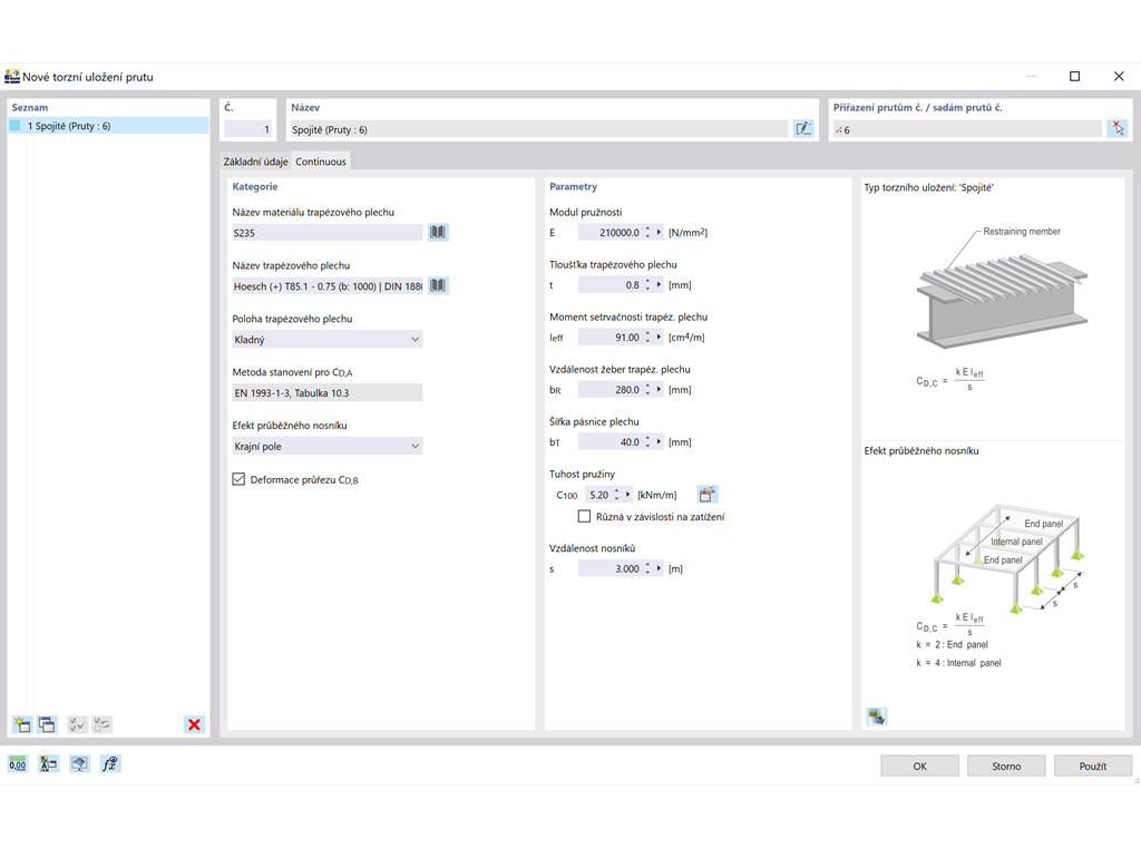 Zohlednění torzního uložení prutů