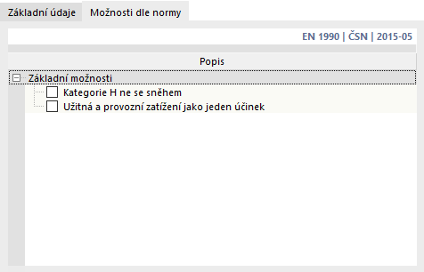 Nastavení standardních možností