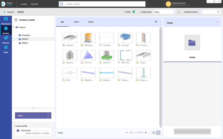 Centralizovaný systém správy | Správa projektů, údajů o zákaznících, bloků a šablon ocelových spojů