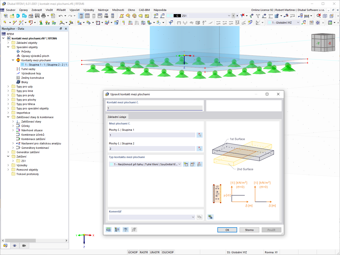 Kontakt mezi plochami