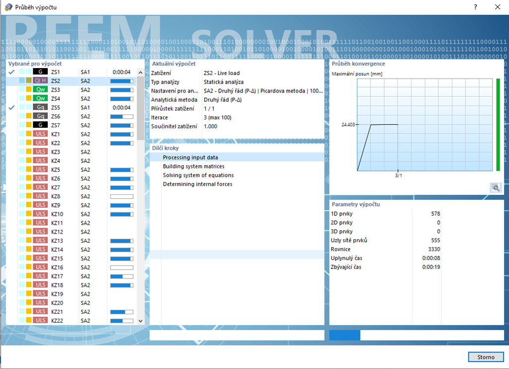 Paralelní výpočet kombinací zatížení