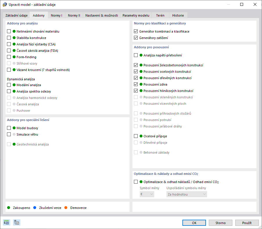 Globální správa všech addonů