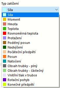 Výběr typu zatěžovacího stavu