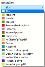 Výběr typu zatěžovacího stavu