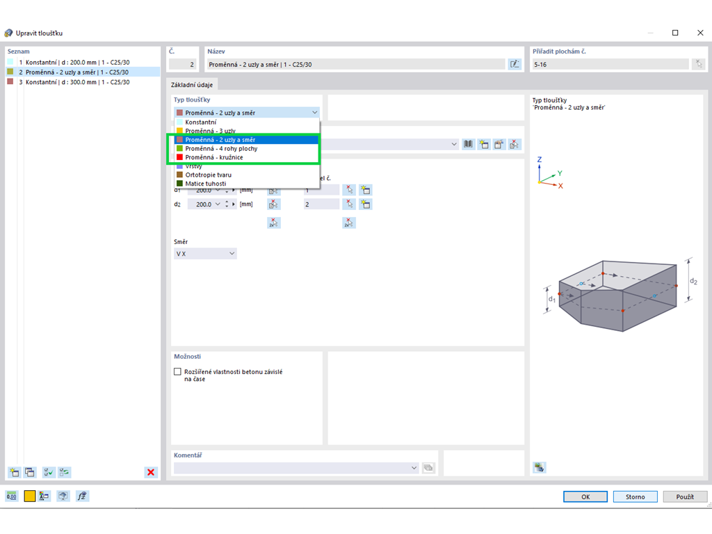 Typy "proměnné" tloušťky