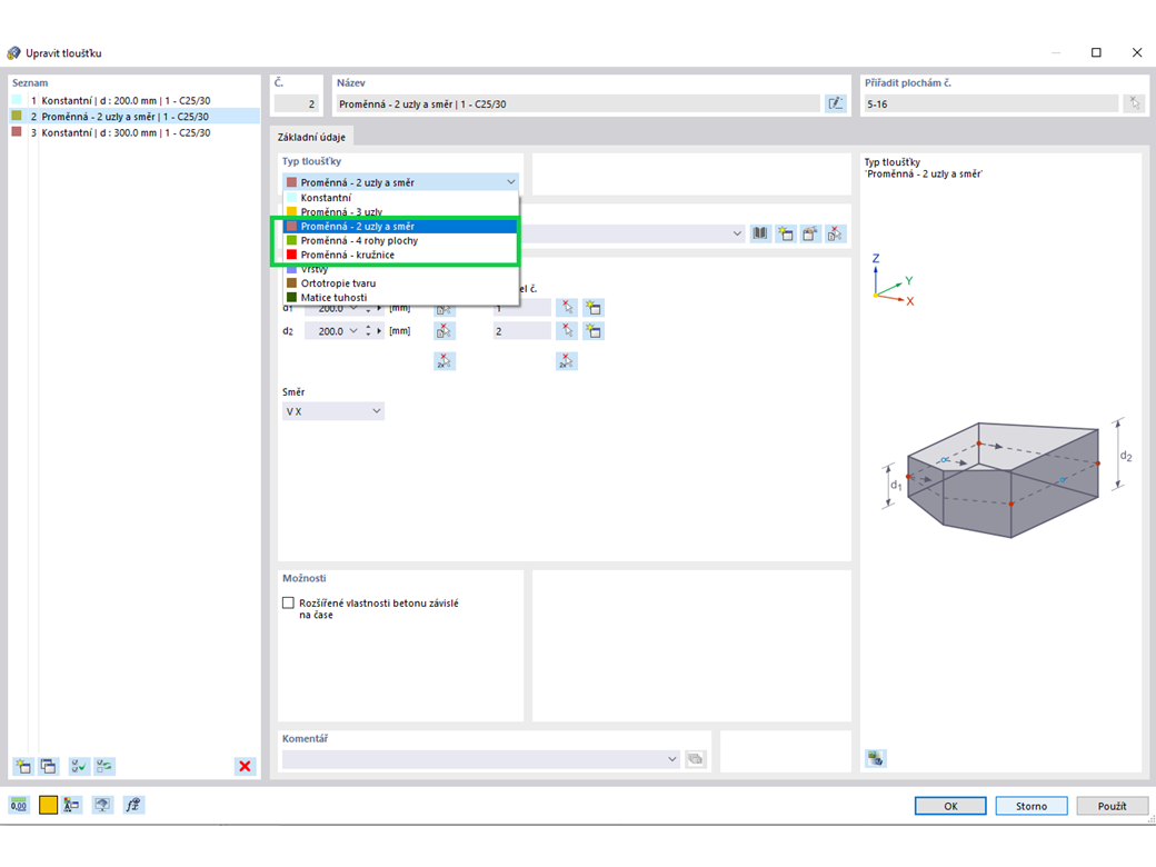 Typy "proměnné" tloušťky