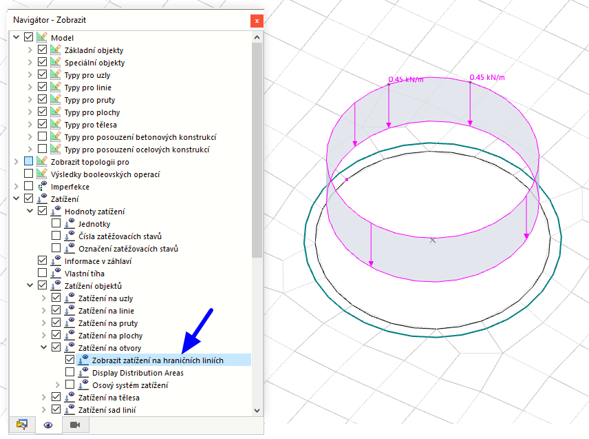 ' Zobrazit počáteční zatížení na hraničních liniích '