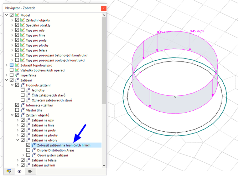 ' Zobrazit počáteční zatížení na hraničních liniích '