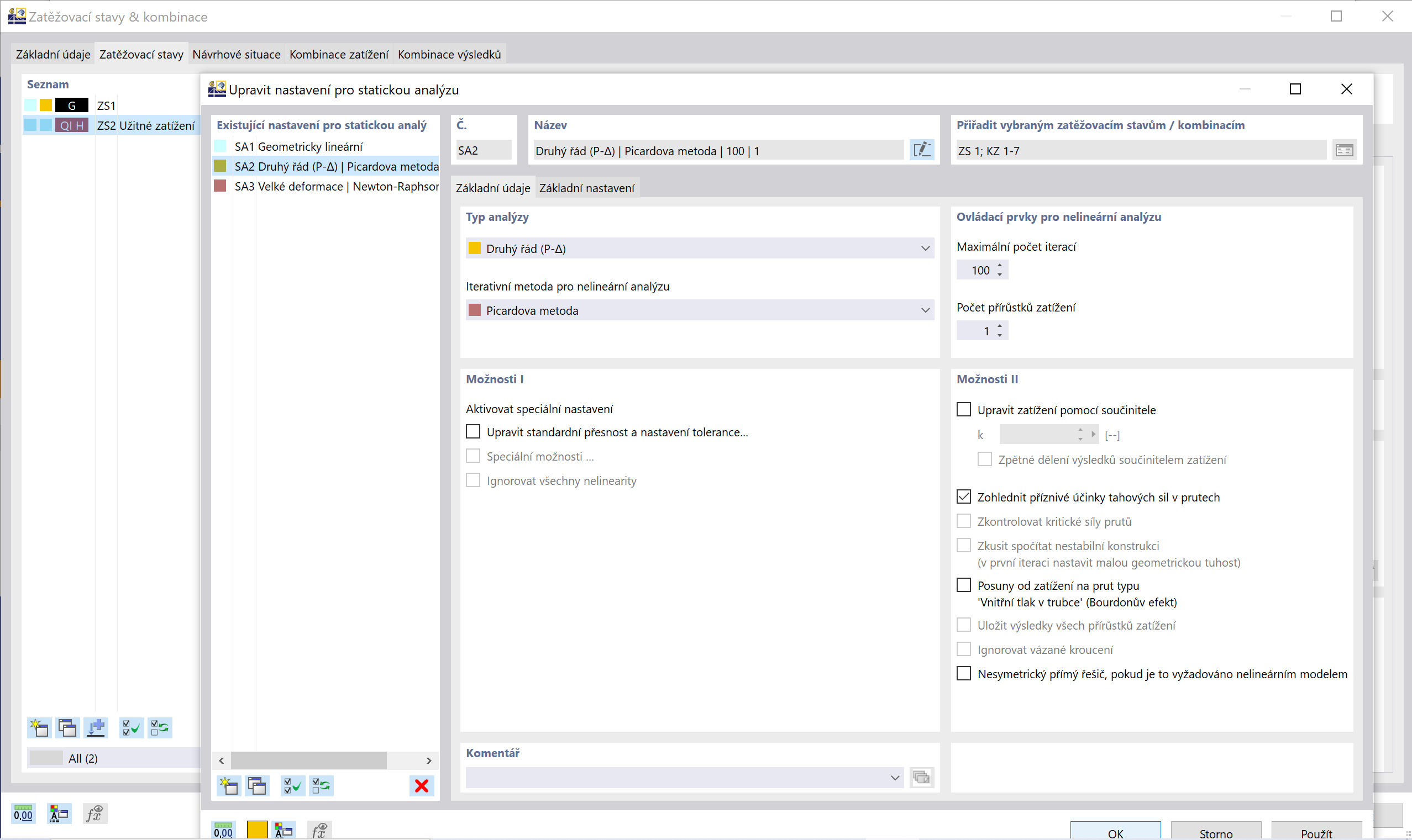 Dialog pro statickou analýzu