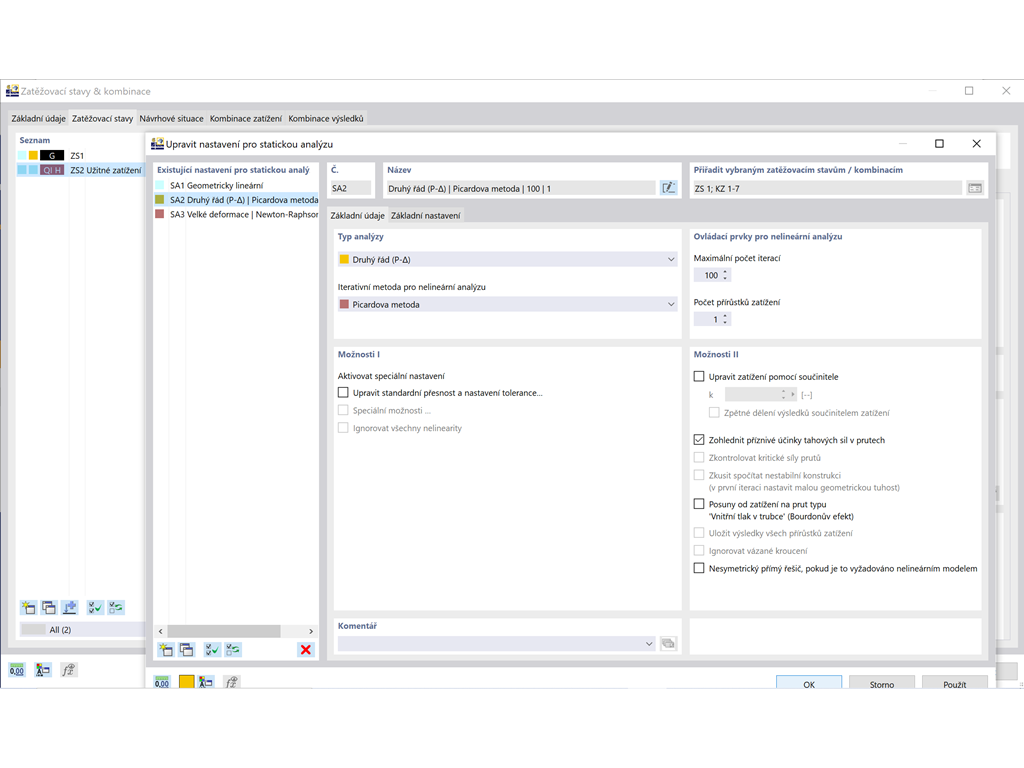 Dialog pro statickou analýzu
