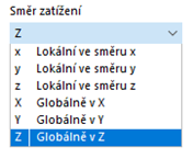 Výběr směru zatížení