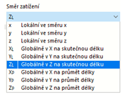 Výběr směru zatížení