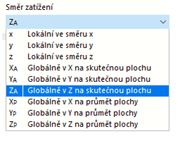 Výběr směru zatížení