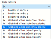 Výběr směru zatížení