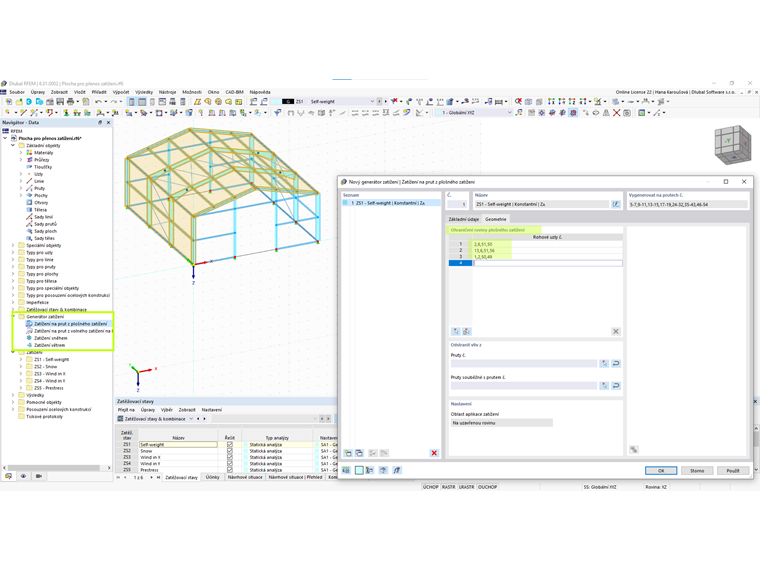 Generátory zatížení v programu RFEM 6