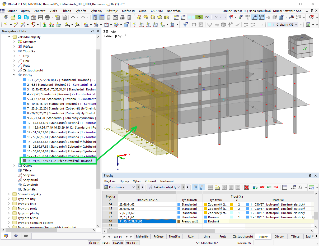 Plocha pro přenos zatížení