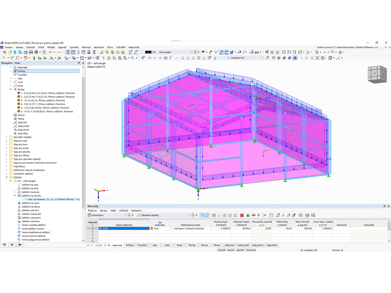 Zatížení na plochu pomocí ploch pro přenos zatížení