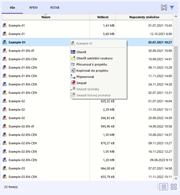 Modely v zobrazení seznamu s místní nabídkou modelu