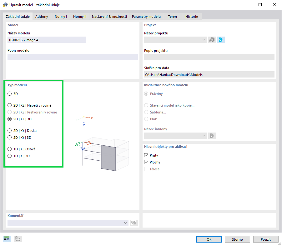 Typy modelů v programu RFEM 6