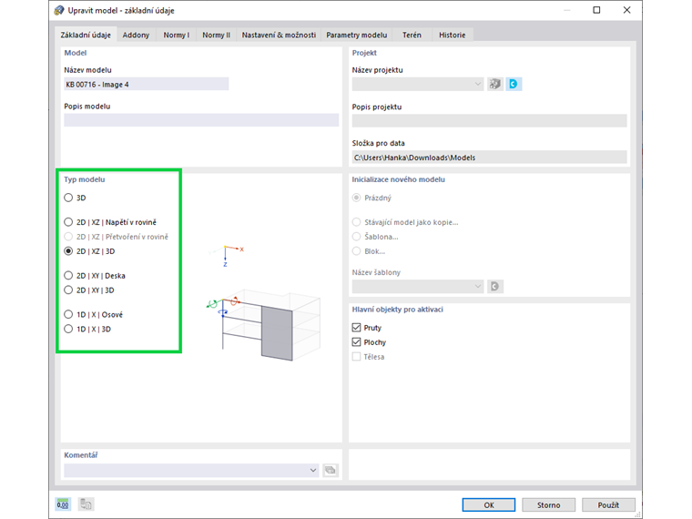 Typy modelů v programu RFEM 6