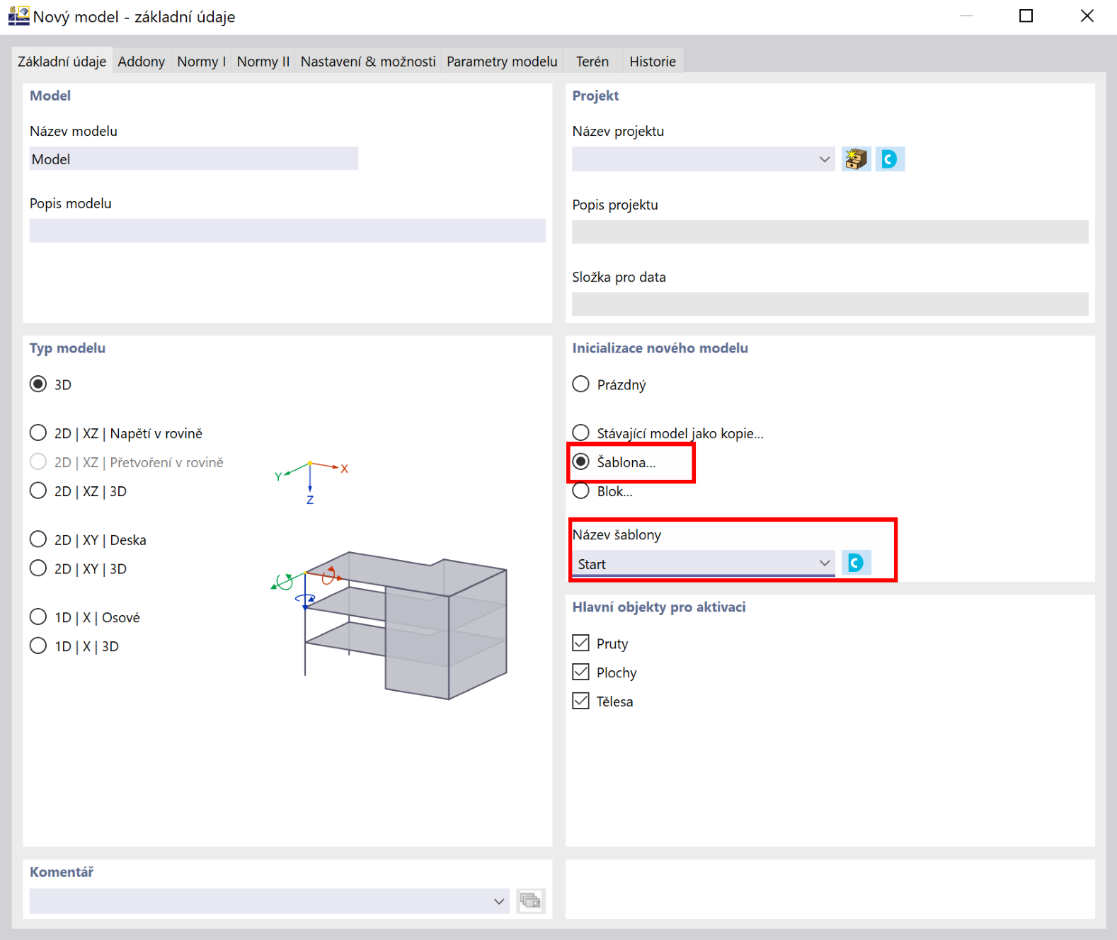 FAQ 005109 | Jak mohu urychlit práci v programech RSTAB 9 a RFEM 6 při vytváření nového souboru?