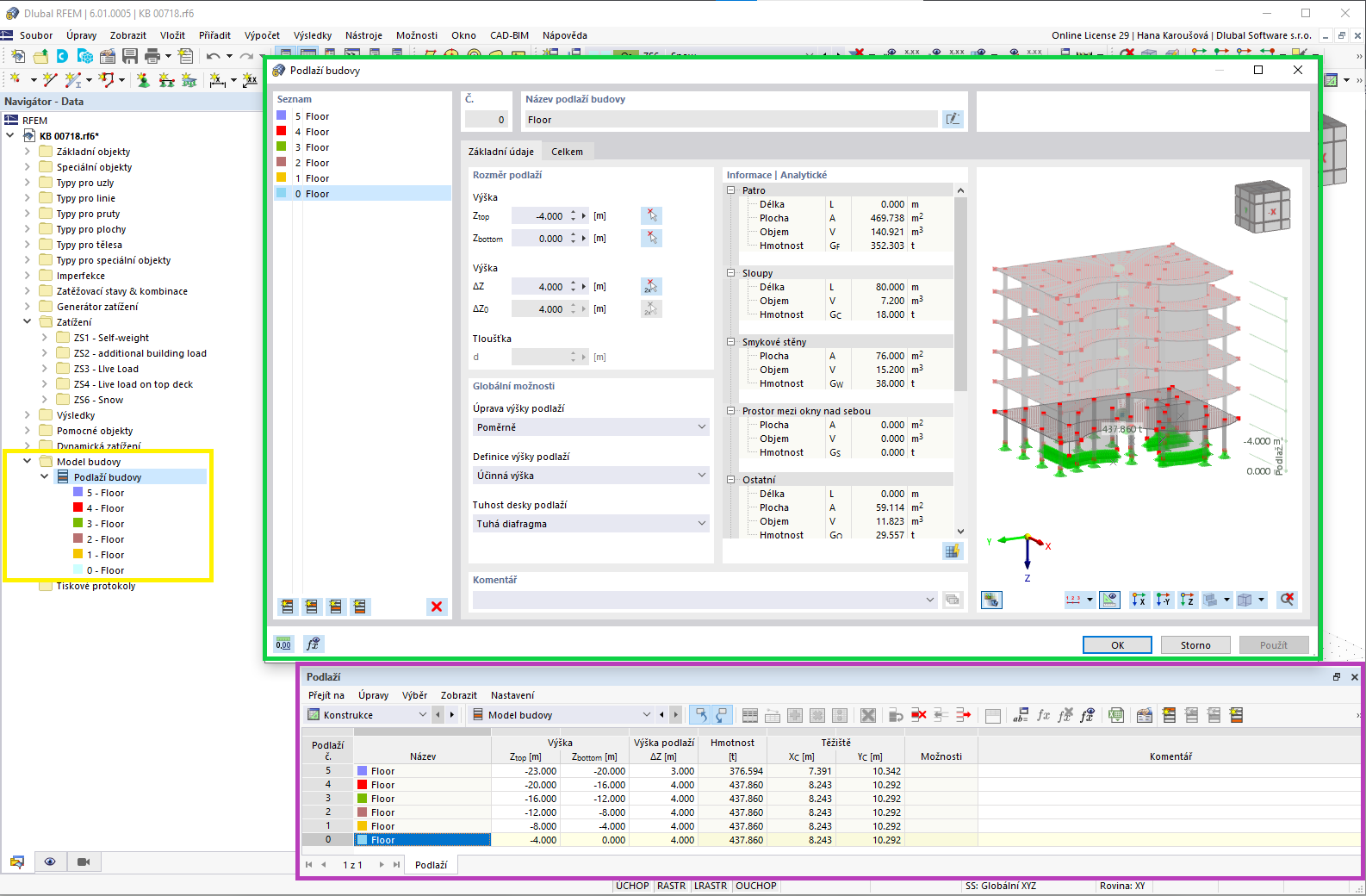 Zadání podlaží budovy