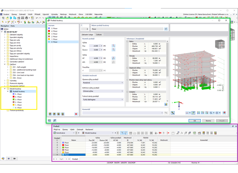 Zadání podlaží budovy