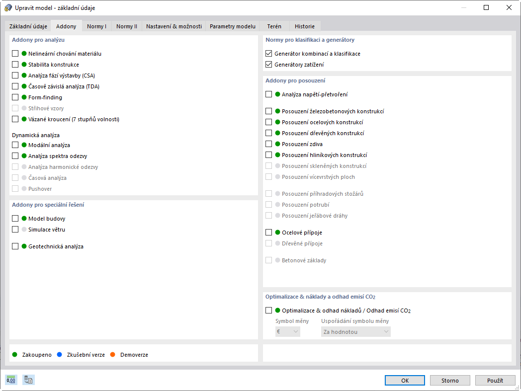 FAQ 005120 | Addony, vyznačené v přehledu šedě, není možné používat?