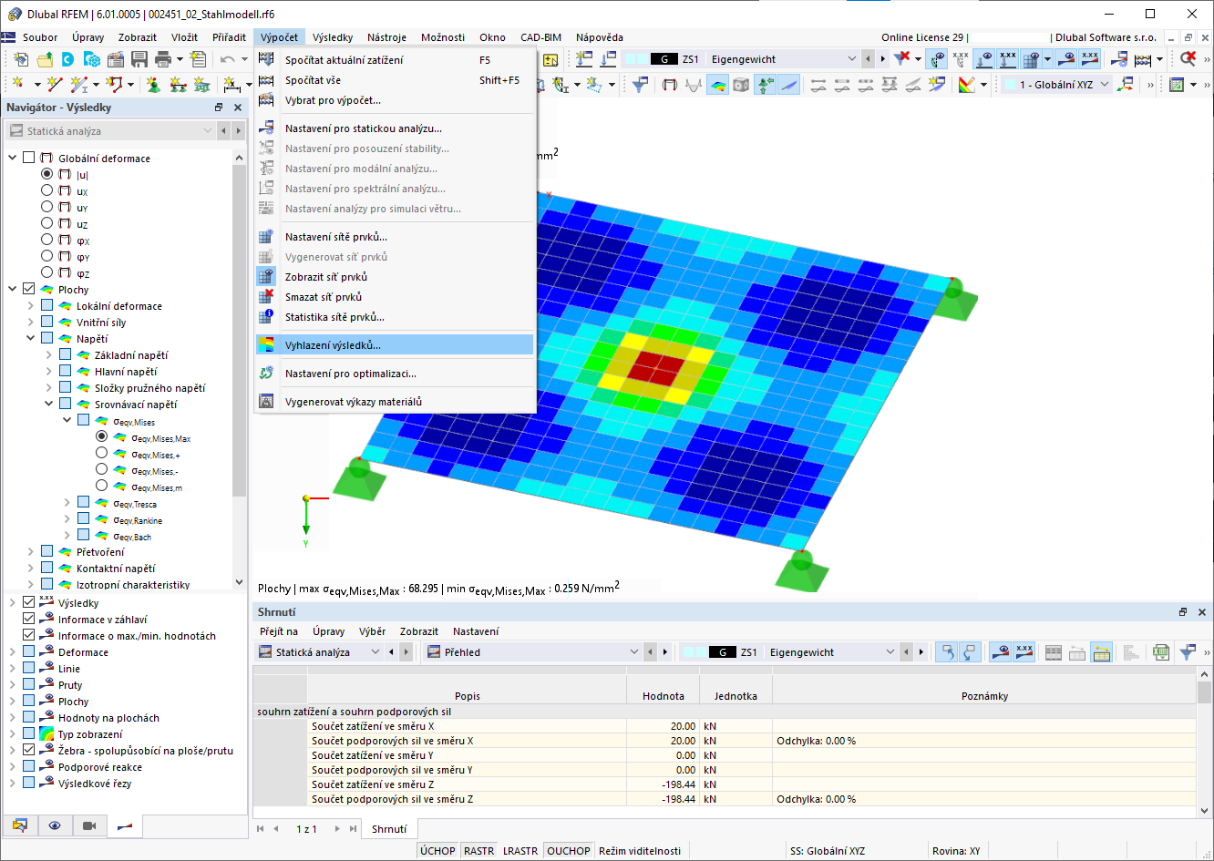 FAQ 005122 | Kde mohu v programu RFEM 6 nastavit, aby vyšla napětí uvnitř prvků sítě konstantní?