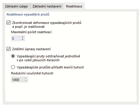 Provedení opětovné aktivace selhávajících prutů