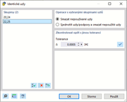 Výsledek kontroly modelu na identické uzly