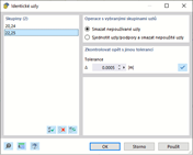 Výsledek kontroly modelu na identické uzly