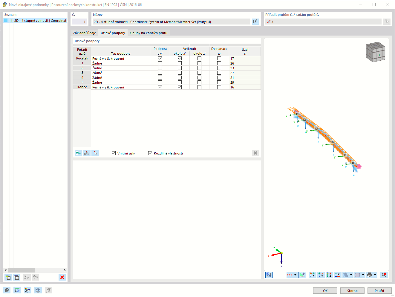 Definice uzlových podpor