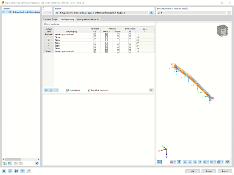 Definice uzlových podpor