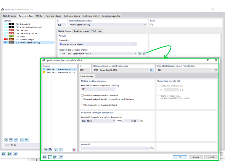 Nastavení pro spektrální analýzu