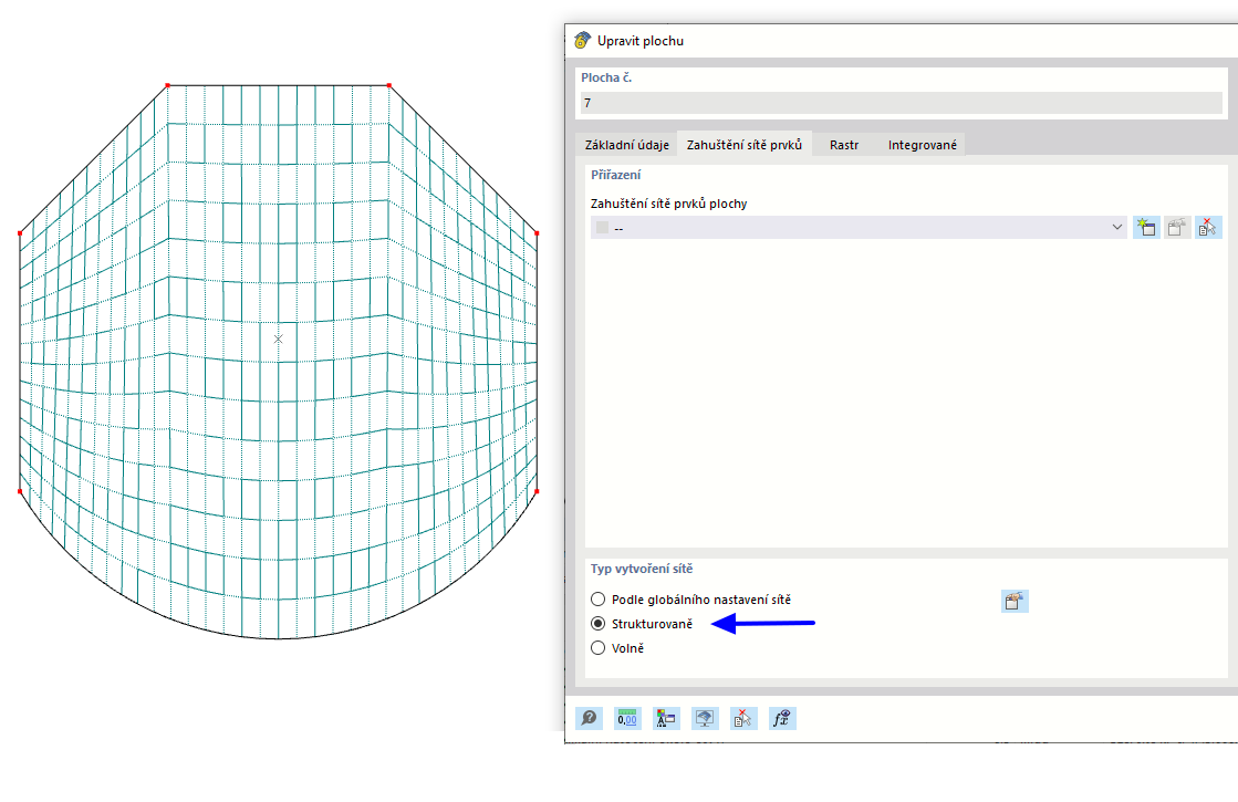 Zarovnaná síť plochy