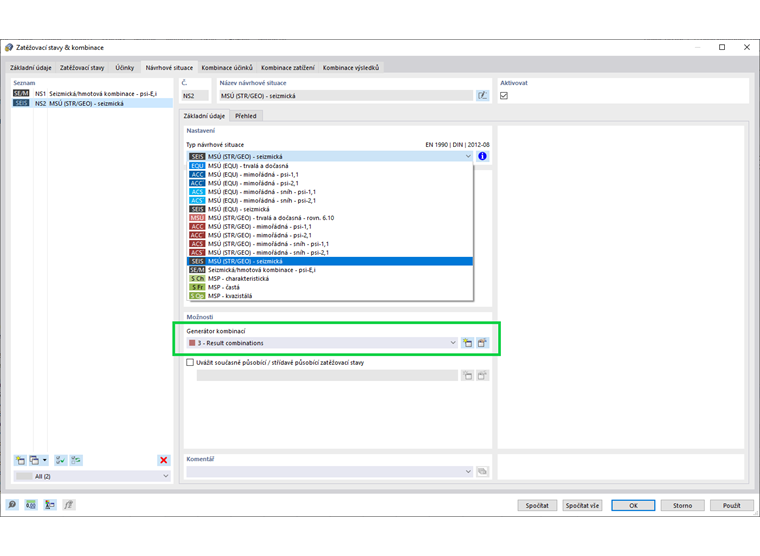 Návrhová situace typu seizmicita