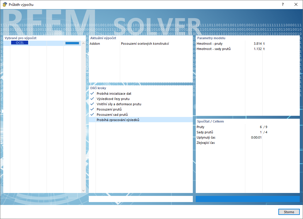 Průběh výpočtu posouzení oceli