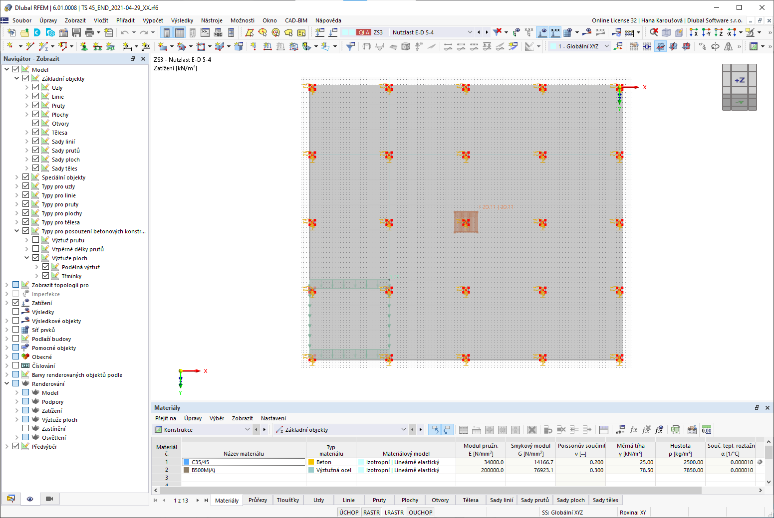 Aplikované zatížení