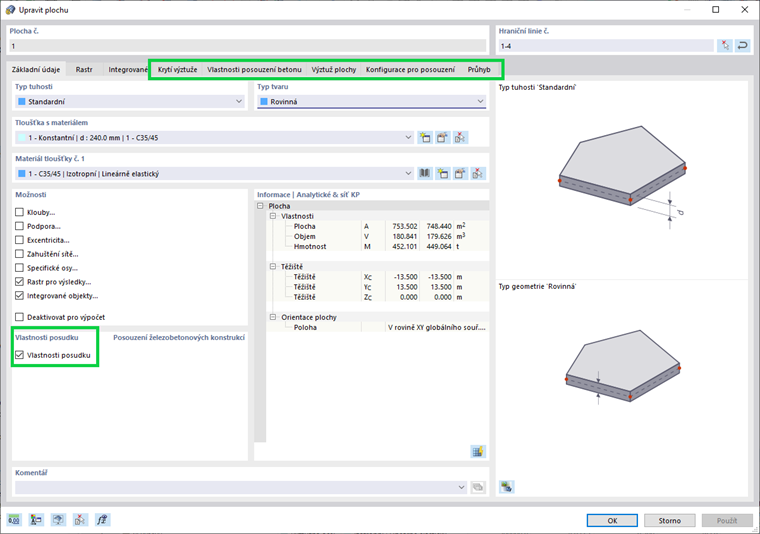 Návrhové vlastnosti desky