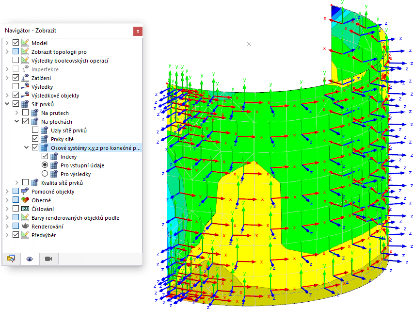 Zobrazení osových systémů KP