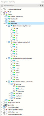 Výběr přetvoření ploch v navigátoru
