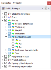 Výběr kontaktních napětí v navigátoru