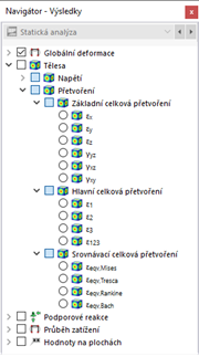 Výběr volumetrických deformací v navigátoru
