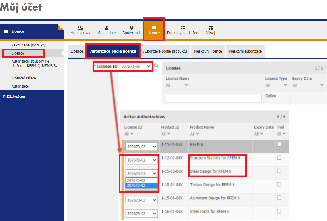 FAQ 005139 | Zakoupili jsme několik licencí. Jak mohu přesunout autorizaci z jedné licence do druhé?