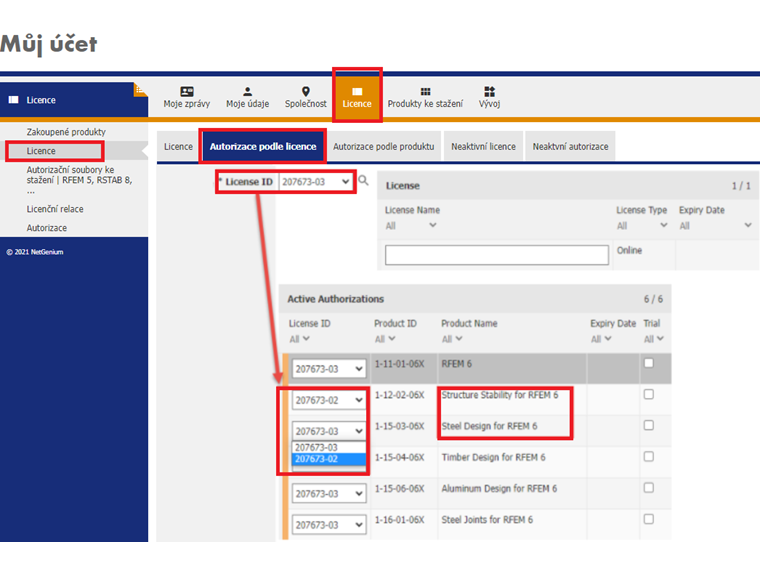 FAQ 005139 | Zakoupili jsme několik licencí. Jak mohu přesunout autorizaci z jedné licence do druhé?
