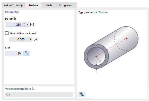 Zadání plochy potrubí