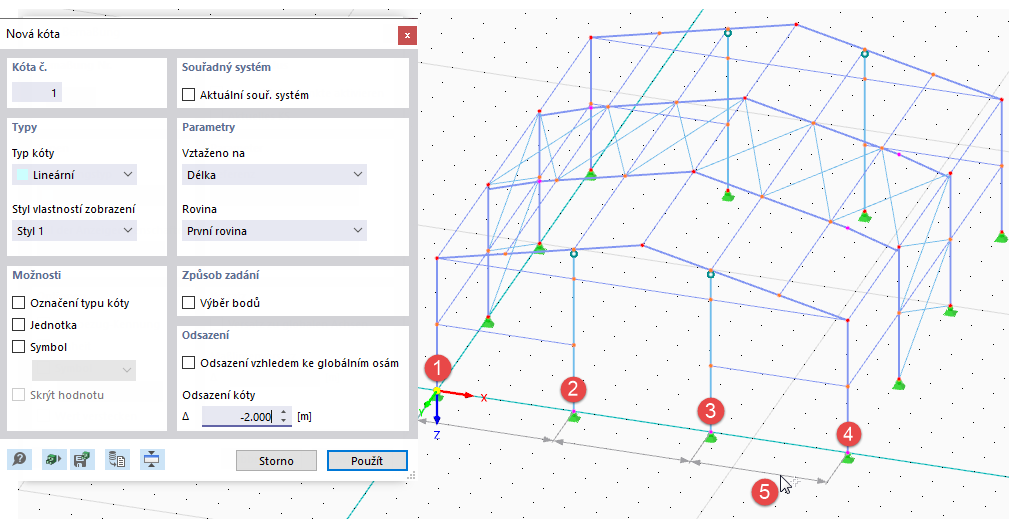 Grafické nastavení kóty